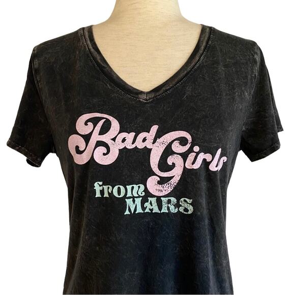 PROMESA Bad Girls From Mars Stone Washed Graphic T Shirt Gray Size Medium Lounge - Picture 3 of 9